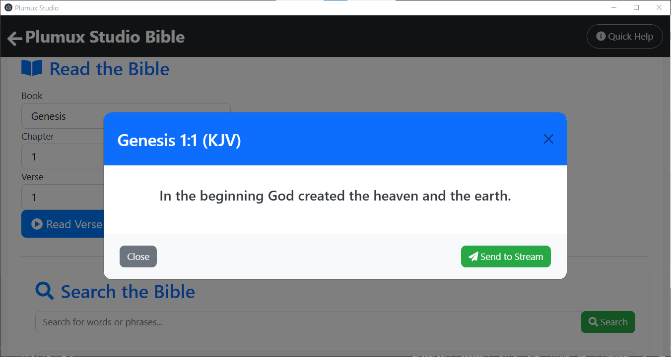 Plumux Studio Bible Display Feature